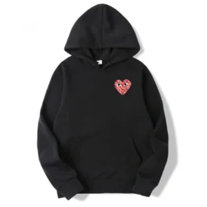 CDG Camo heart Logo Black Hoodie