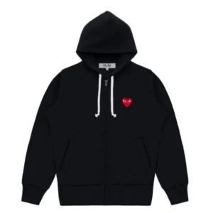 Comme des Garcons Play Zip Up Black Hoodie