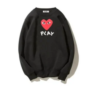 CDG PLAY RED HEART LOGO BLACK SWEATSHIRT