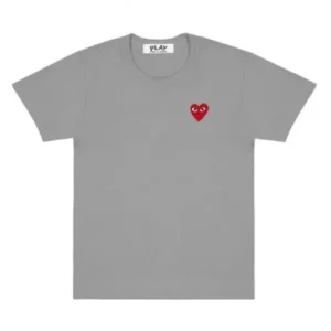 PLAY BASIC CDG RED EMBLEM T SHIRT GREY