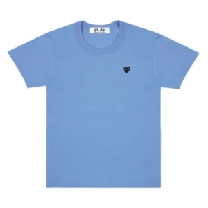 CDG PLAY BASIC BLACK EMBLEM HEART BLUE SHIRT