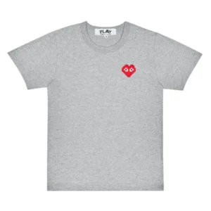 PLAY CDG RED EMBLEM LITE GREY T SHIRT