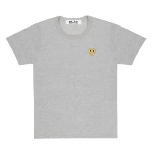 CDG PLAY GOLD HEART LOGO T-SHIRT GREY