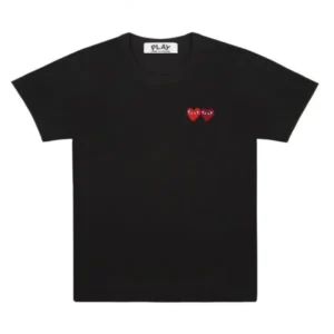 CDG PLAY BASIC TWO EMBLEMS BLACK T SHIRT