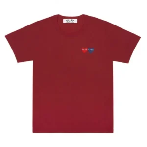 CDG PLAY TWO EMBLEMS MAROON T-SHIRT