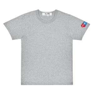 CDG RED AND BLUE SLEEVE EMBLEM GREY SHIRT