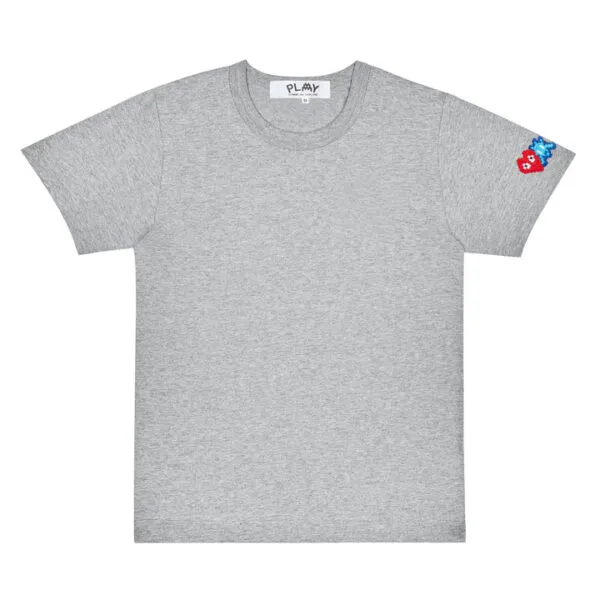 CDG RED AND BLUE SLEEVE EMBLEM GREY SHIRT