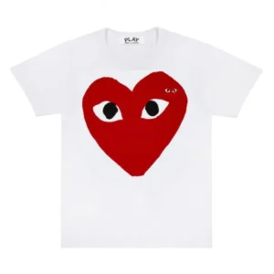 CDG LARGE RED HEART WHITE T-SHIRT