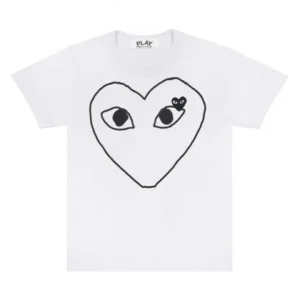 PLAY BLACK HEART OUTLINE & EMBLEM WHITE TEE