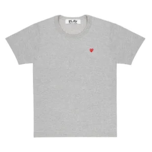 PLAY CDG RED (SMALL) EMBLEM LITE GREY SHIRT