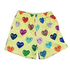 CDG (Yellow) Shorts With Many Colors Hearts Logo