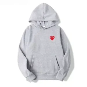 Comme Des Garcons Red Heart Hoodie Gray