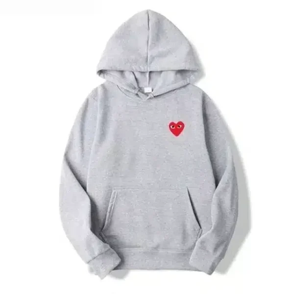 Comme Des Garcons Red Heart Hoodie Gray